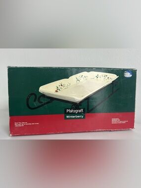 Pfaltzgraff Winterberry Cream Serving Platter with Holly Motif